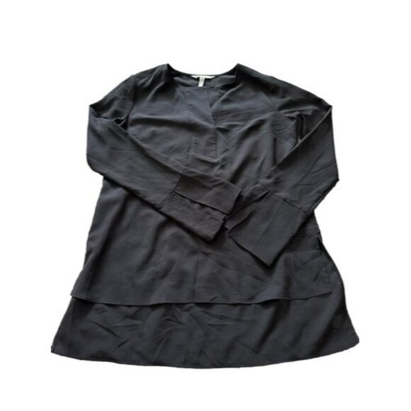 BCBGeneration Women's Black Long Sleeve Sheer Flowy Layered Blouse Size XS - Picture 1 of 10
